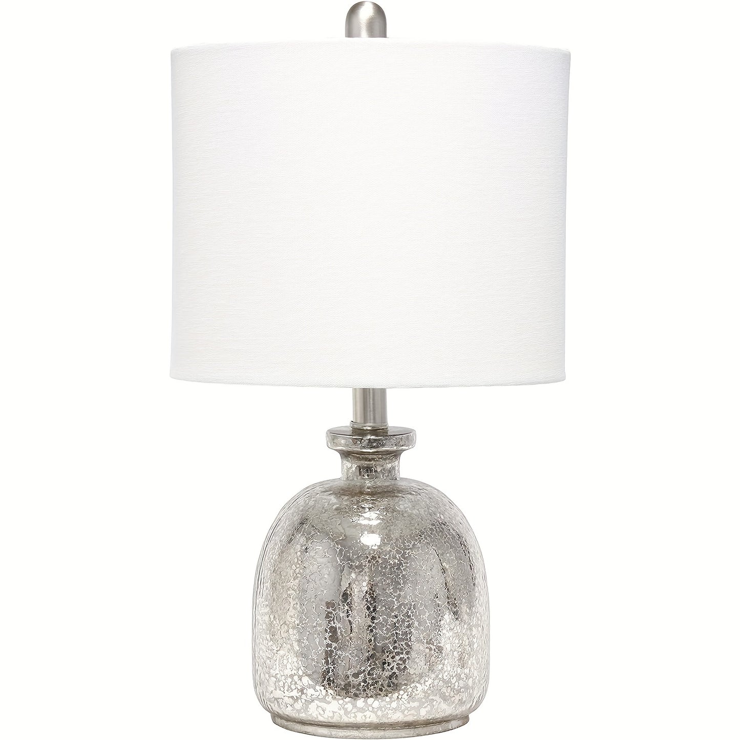 Glass Table Lamp with Off-White Round Linen Lampshade, 11 x 20 Inch, 4 Colors