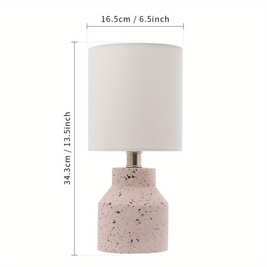 Concrete/Terrazzo Table Lamp with Off-White Linen Lampshade, 6.5 x 13.5 Inch, 4 Colors
