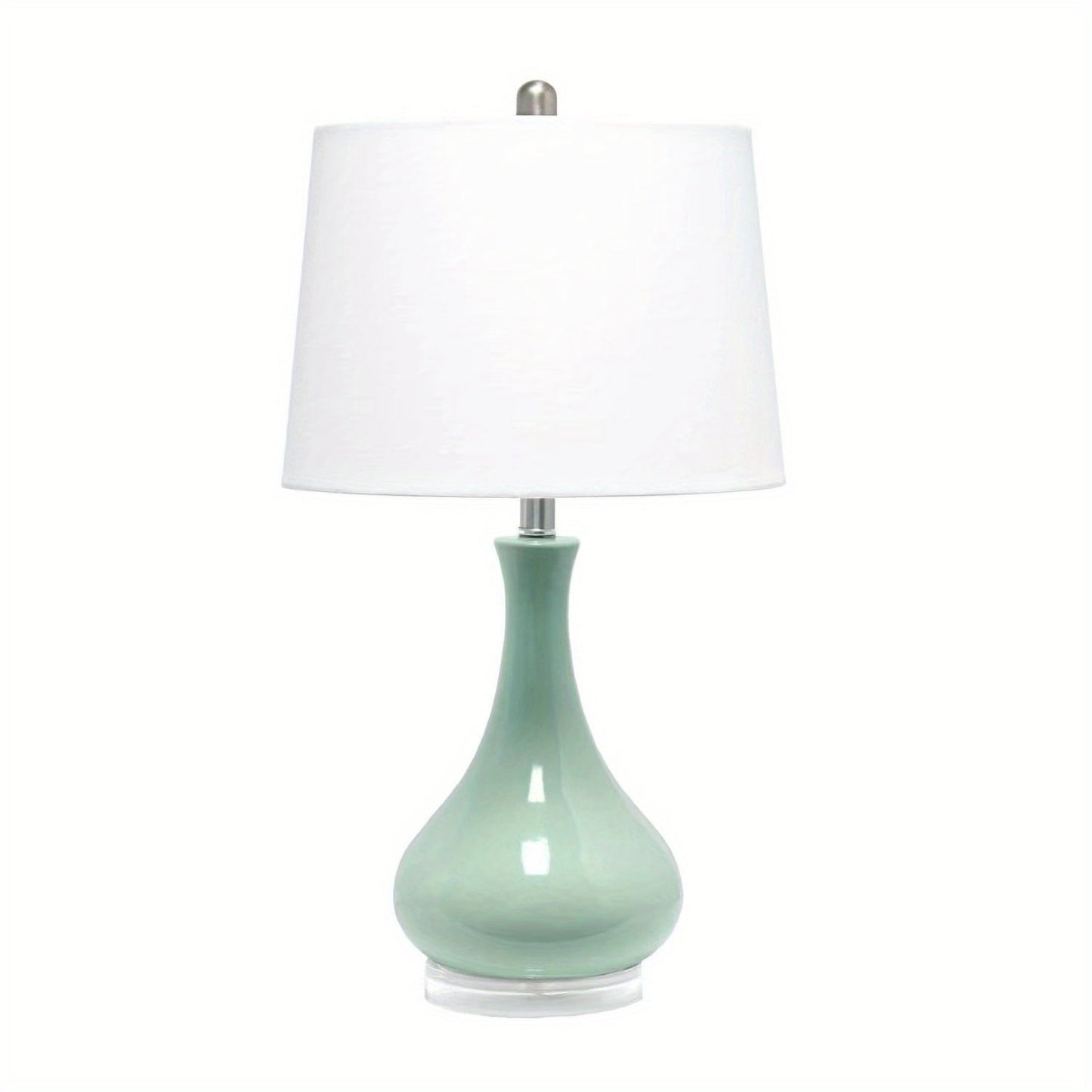 Porcelain Table Lamp with Off-White Linen Lampshade, Ceramic Vase Base, 14 x 24.6 Inch, 5 Colors