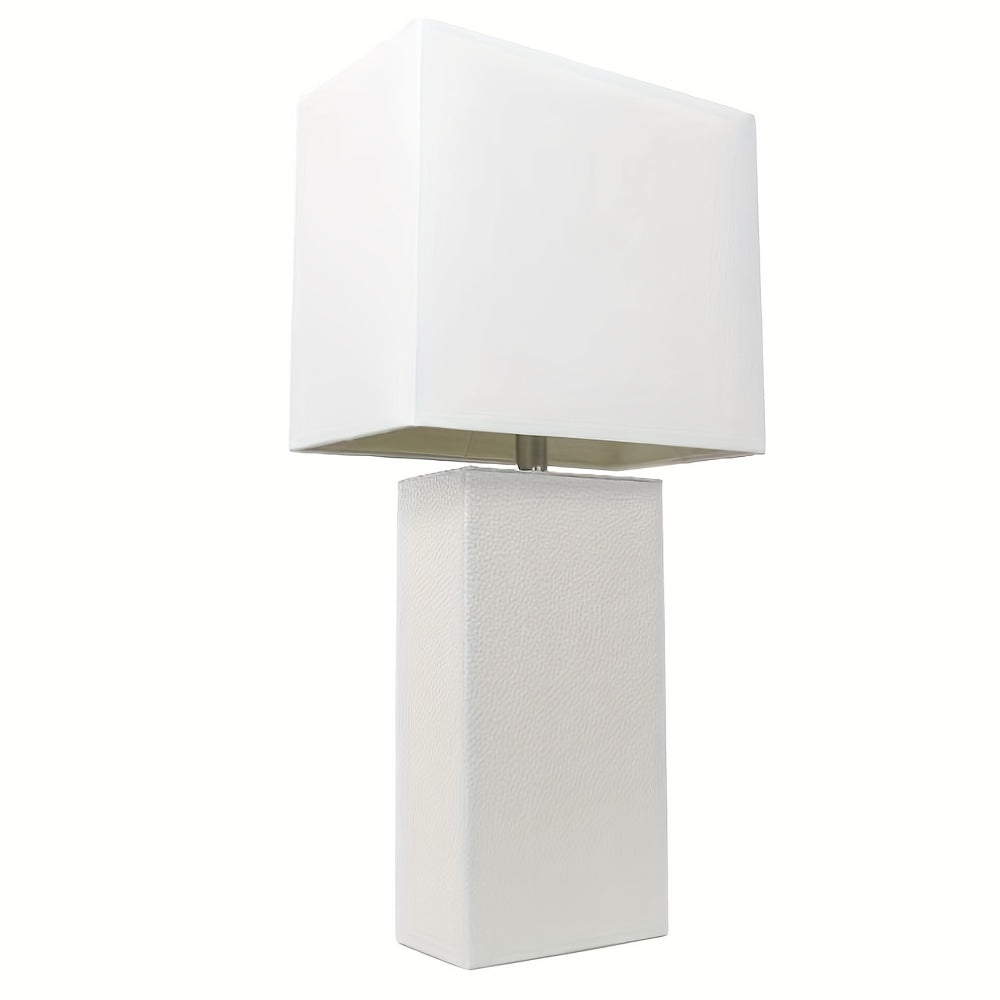 PU Table Lamp with Off-White Rectangle Linen Lampshade, 6 x 10 x 22 Inch, 6 Colors