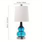 Gourd Shaped Blue Glass Table Lamp with Off-white Linen Lampshade, 8 x 18 Inch