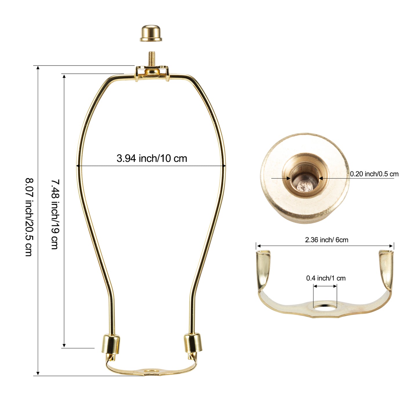 Light Duty Lamp Harp Holder Kit with Finial and Detachable Saddle Base
